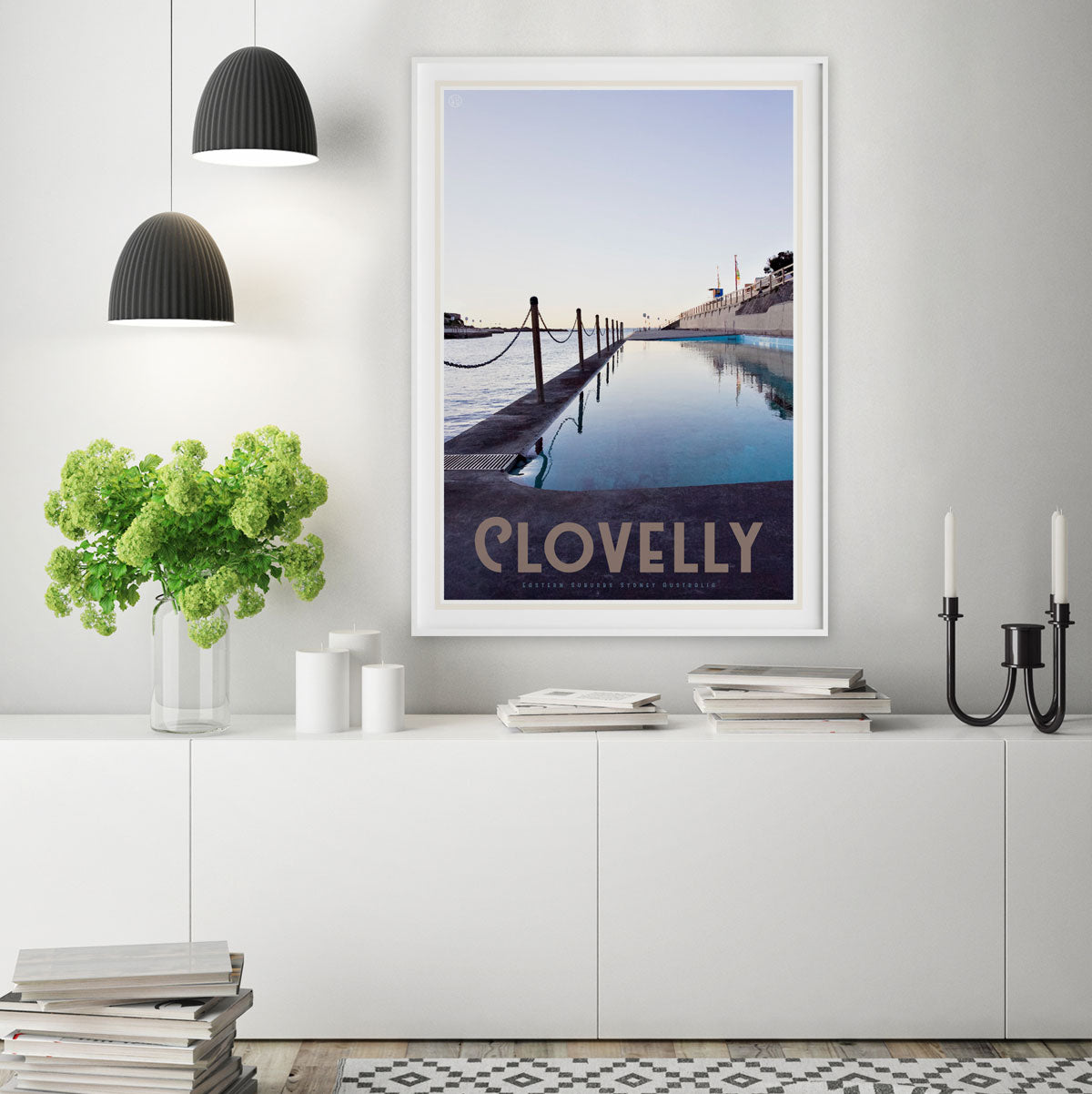Clovelly vintage travel style framed print by places we luv