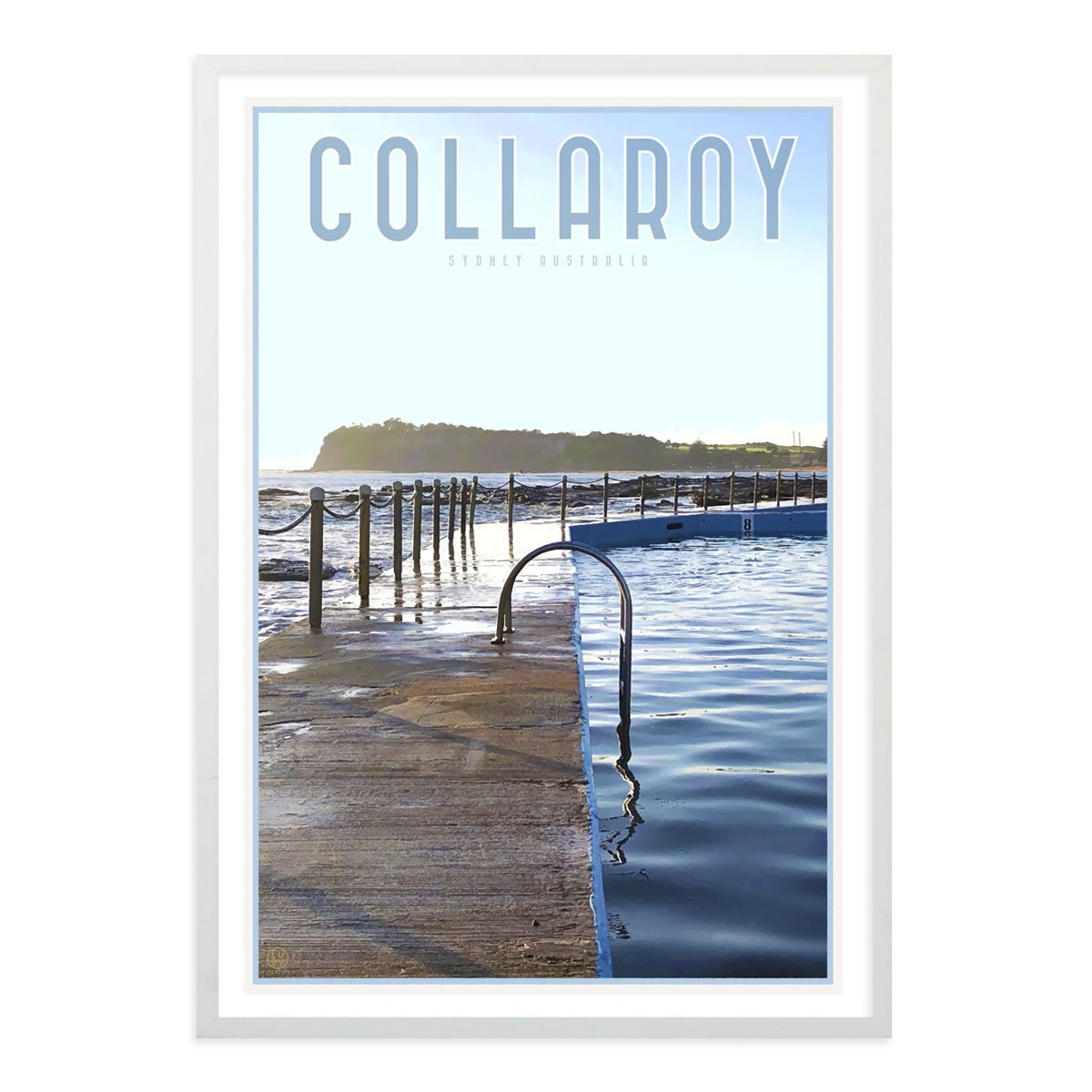 Collaroy Pool white framed Print vintage travel style by Places we Luv