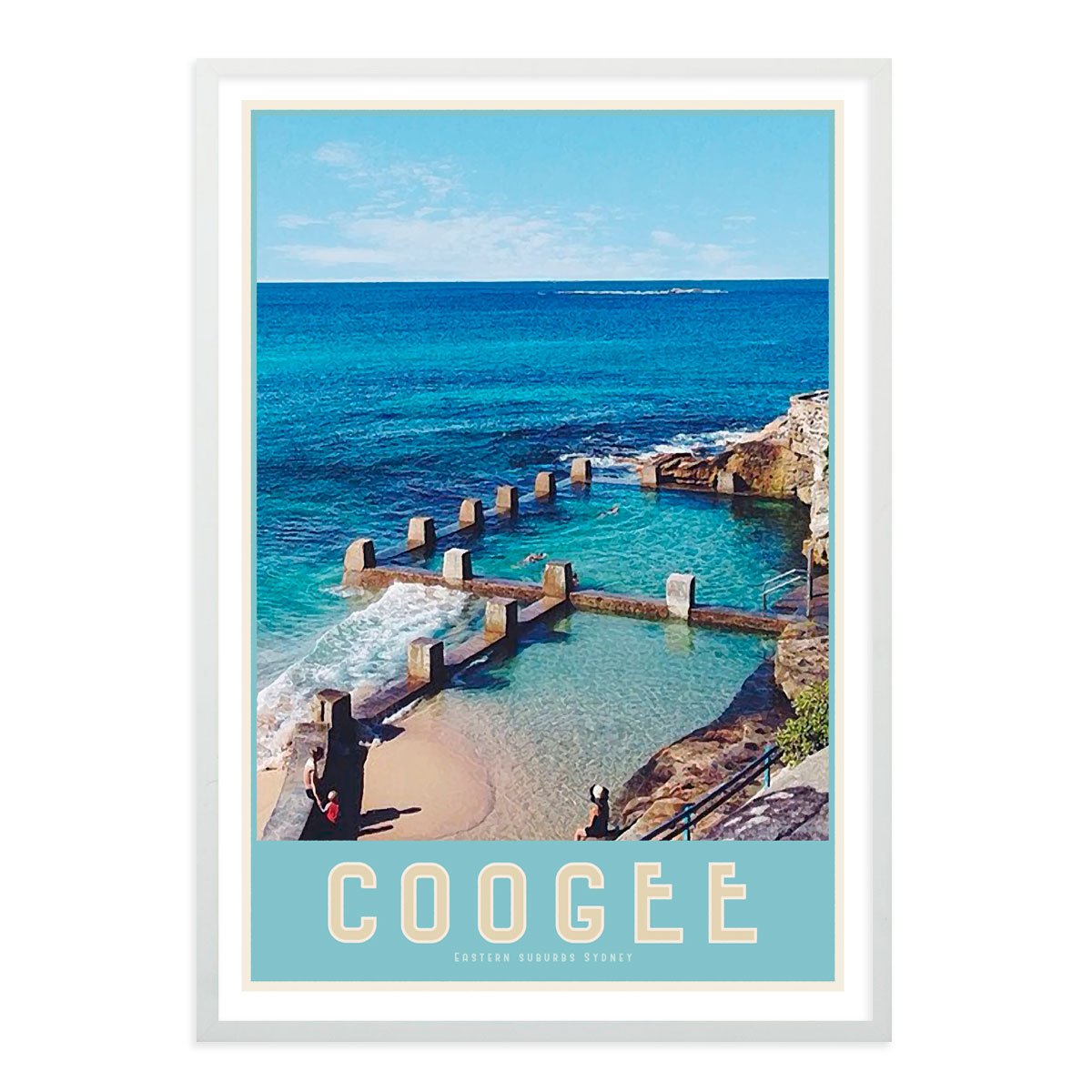 Coogee Pool vintage travel style framed print by places we luv