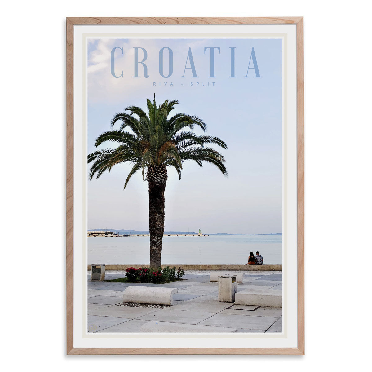  Split Croatia vintage travel style oak framed print by places we luv 
