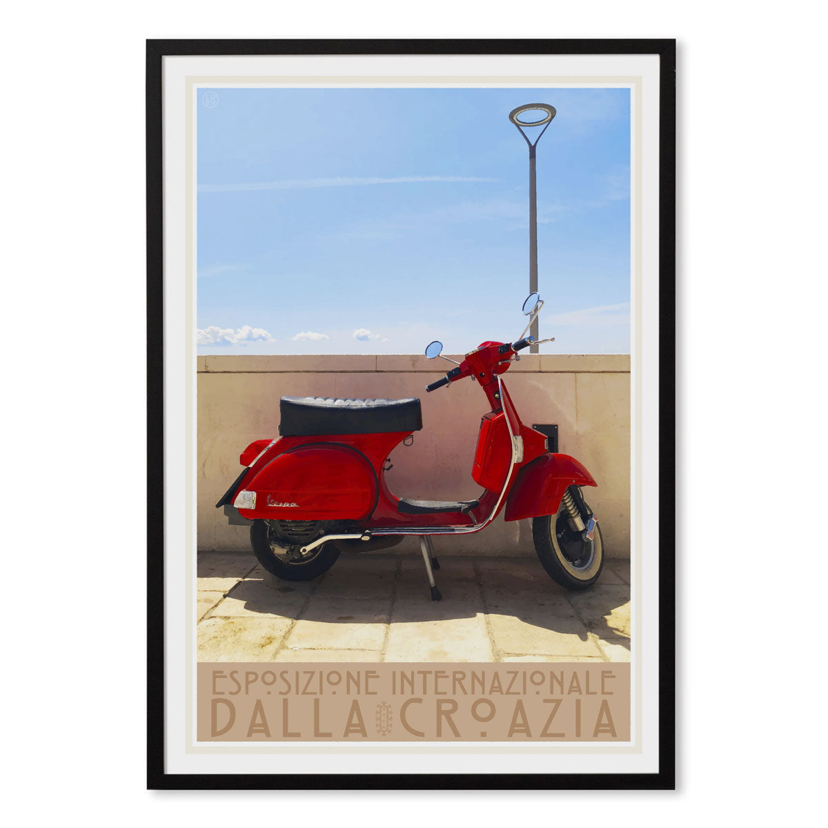 Vespa Croatia vintage travel black framed poster by Places We Luv