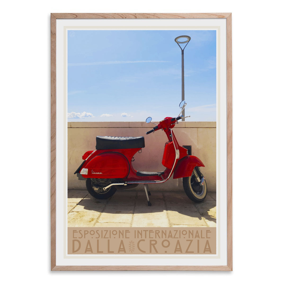 Vespa Croatia vintage travel wood framed poster by Places We Luv