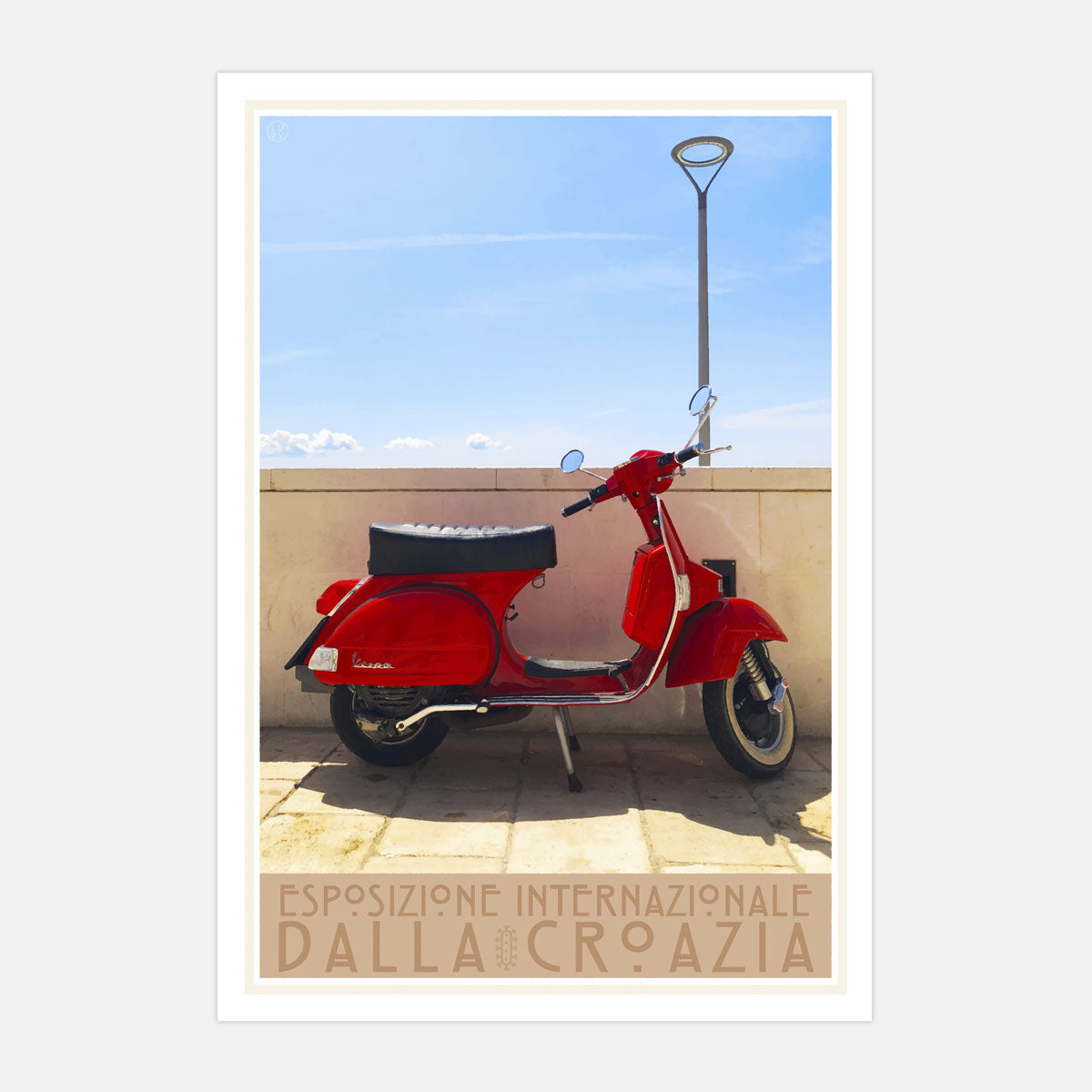 Vespa Croatia vintage travel poster by Places We Luv