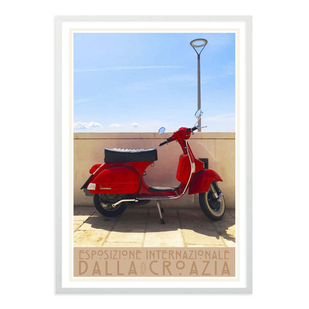 Vespa Croatia vintage travel white framed poster by Places We Luv