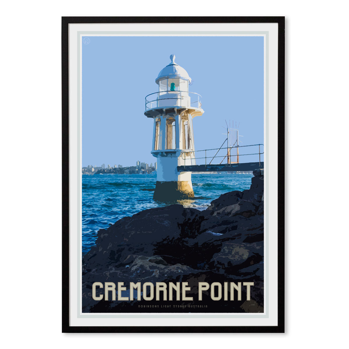 Cremorne point vintage style travel framed print by Places We Luv