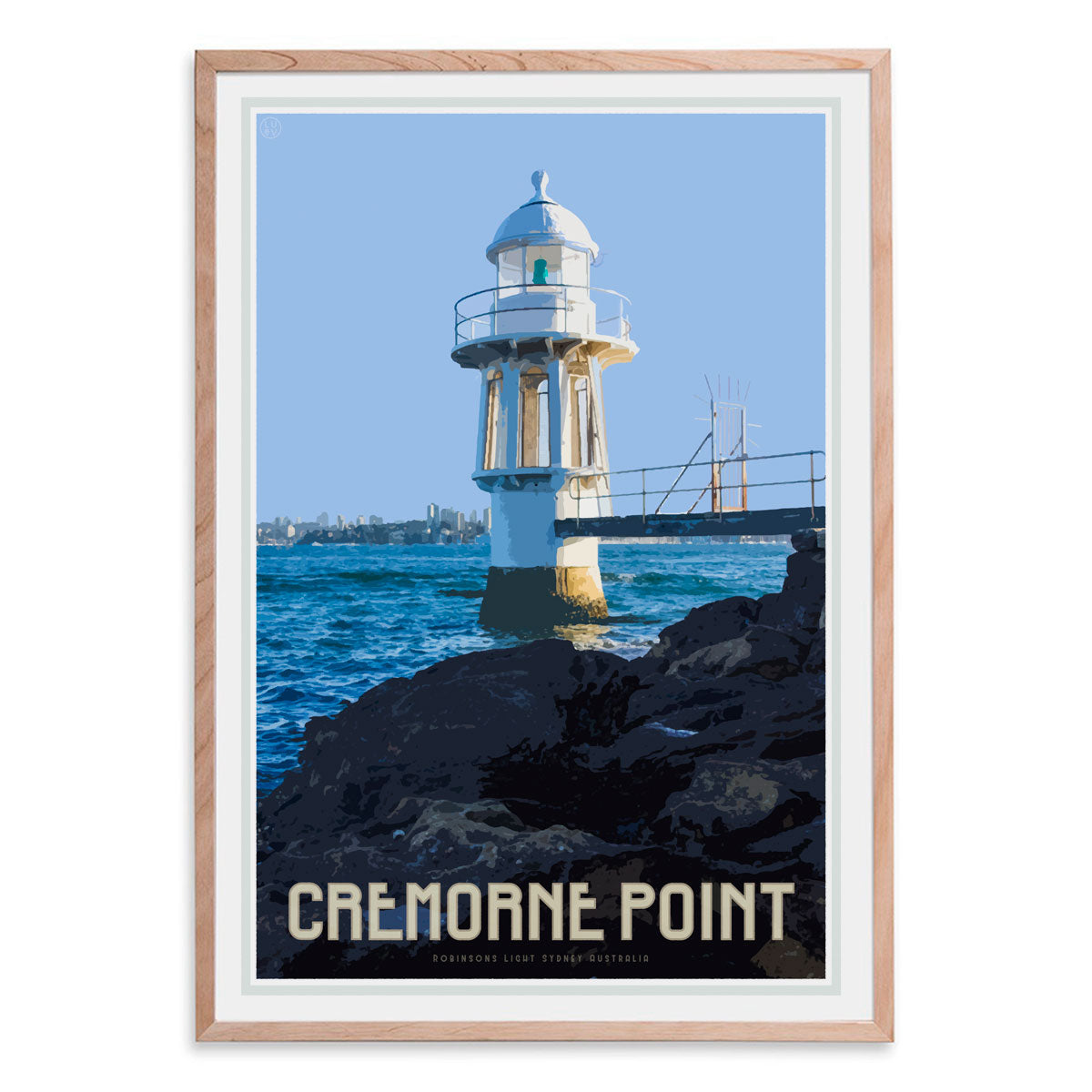 Cremorne point vintage style oak framed travel print by Places We Luv
