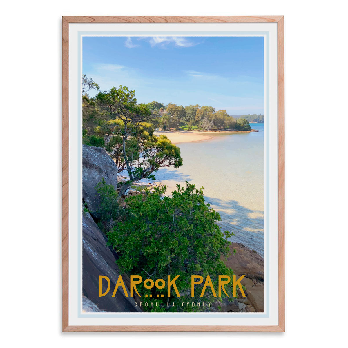 Darook Park Cronulla, vintage style travel oak framed print places we luv