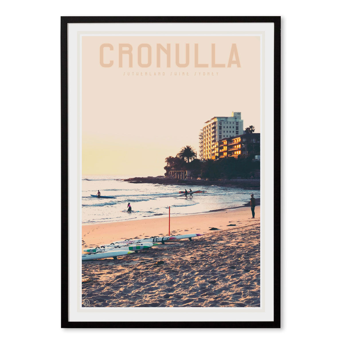 Cronulla black framed print travel style by places we luv