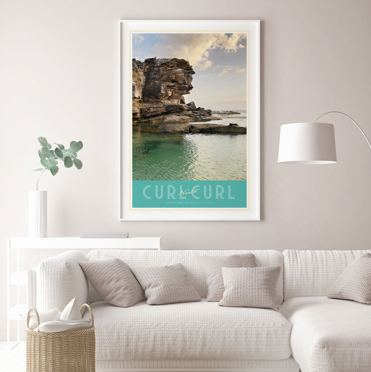 North Curl Curl Pool vintage travel style framed print by places we luv
