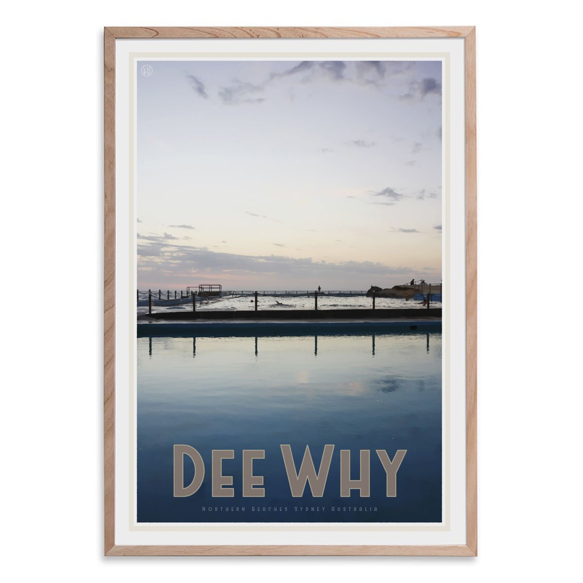 Dee Why oak framed print. vintage travel style by places we luv