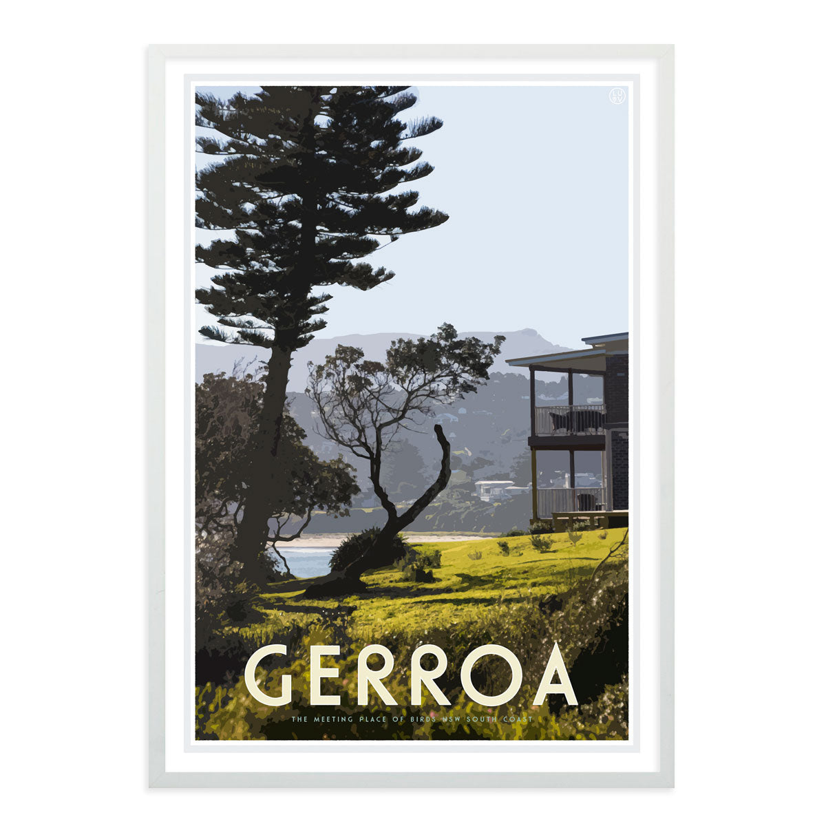 Gerroa white framed print - vintage travel style  by Places We Luv