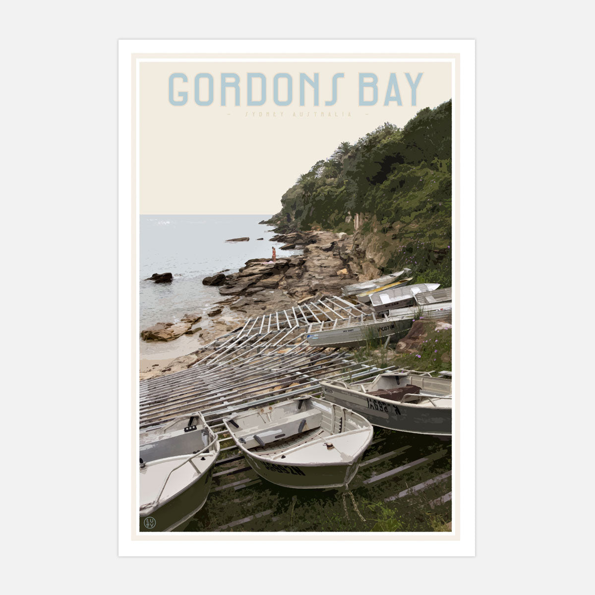 Gordons Bay vintage travel style print by Places We Luv