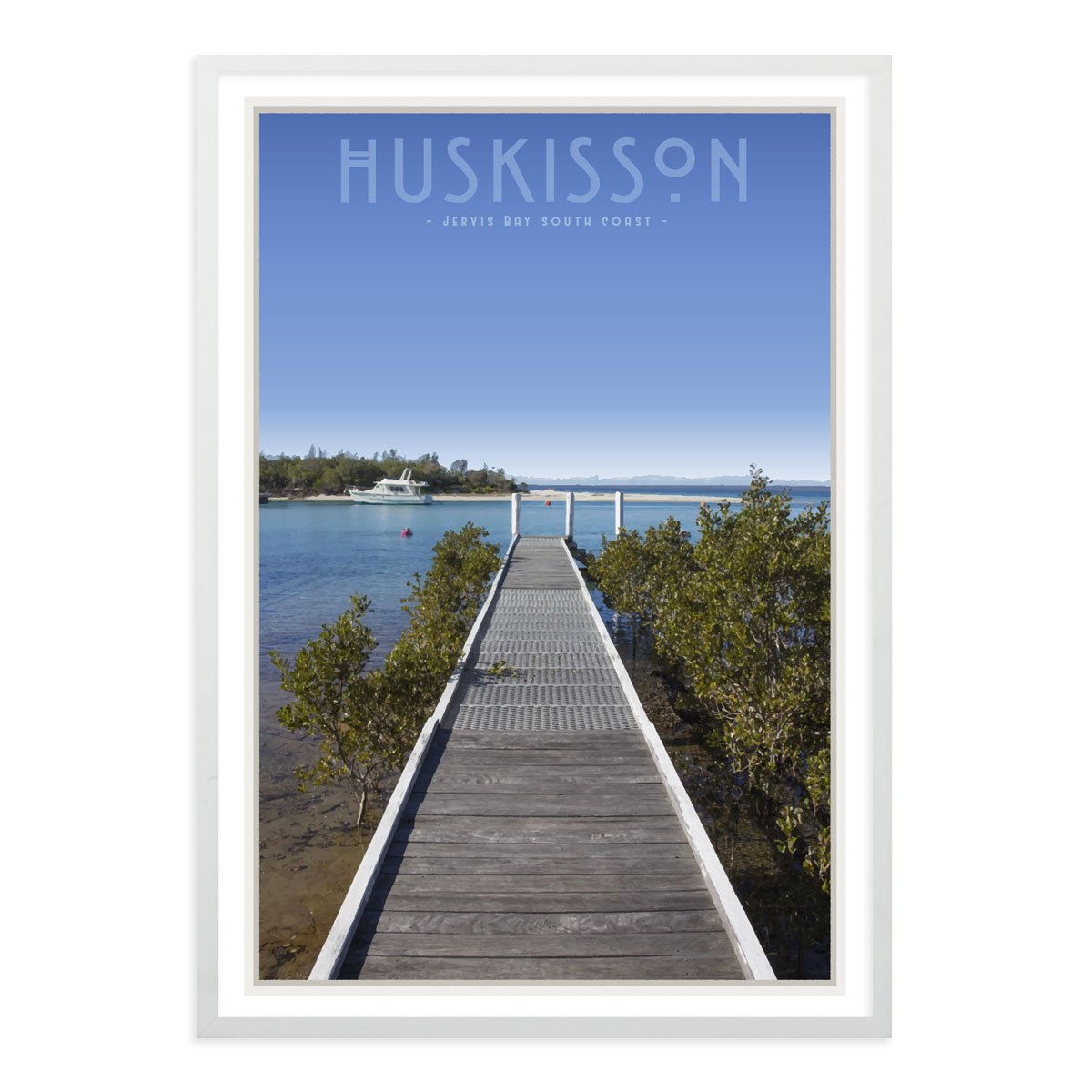 Huskisson vintage travel style framed poster by places we luv