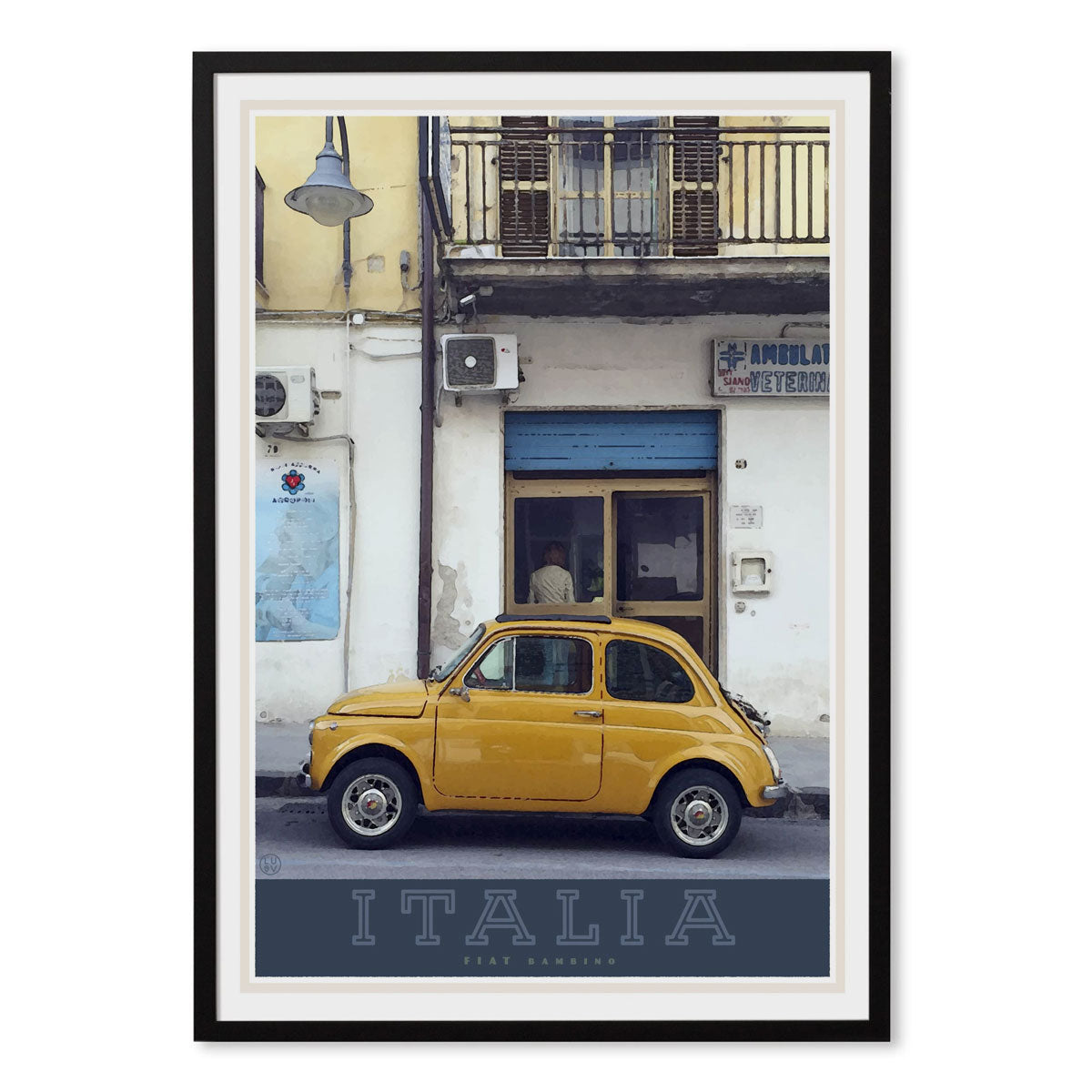 Italian bambino travel style black framed poster - places we luv