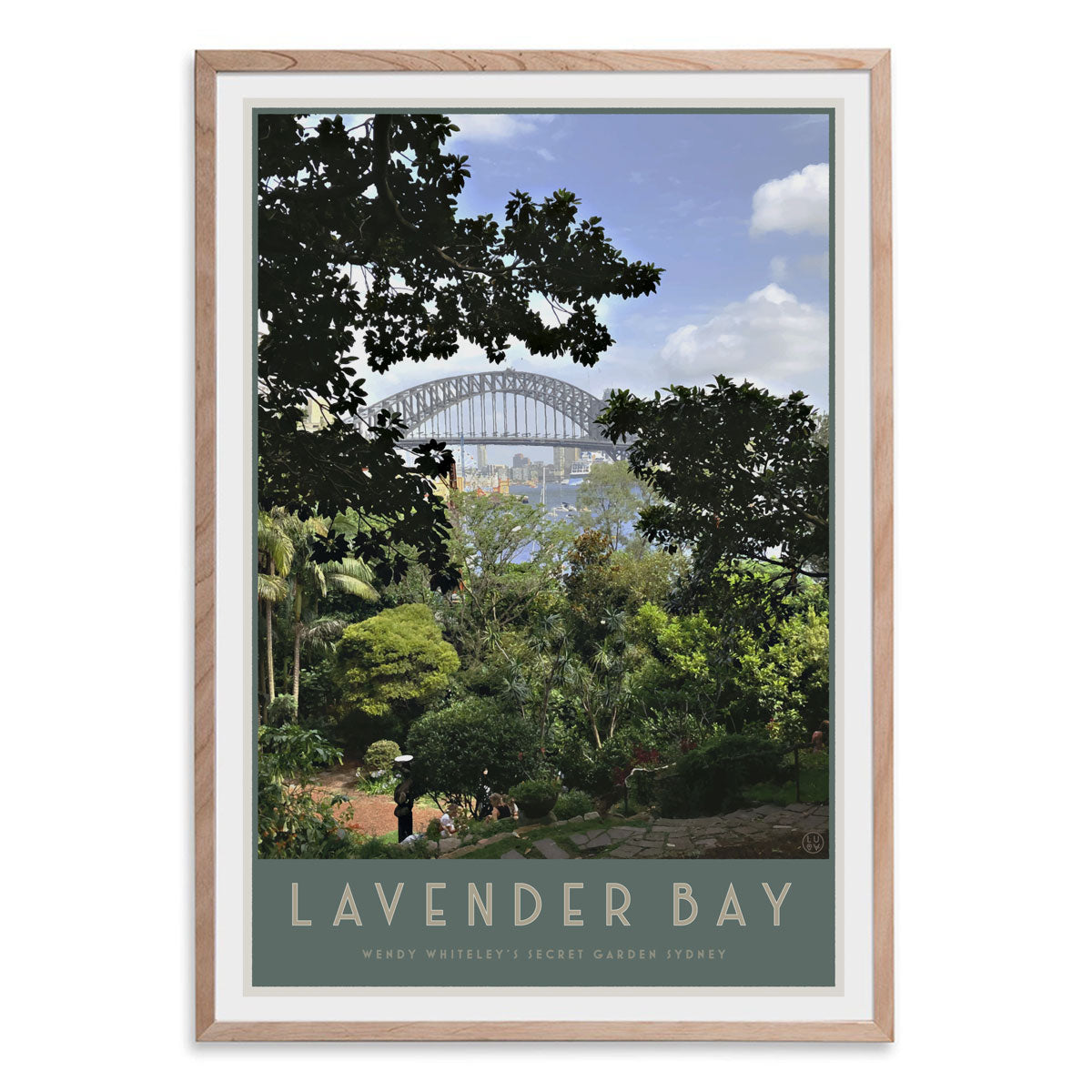 Lavender Bay vintage style travel black framed print by places we luv