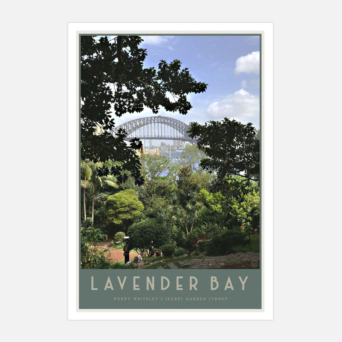 Lavender Bay vintage style travel oak framed print by places we luv