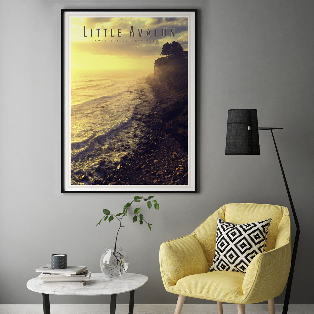 Travel print of Little Avalon headland. Original wall art from Places We Luv  
