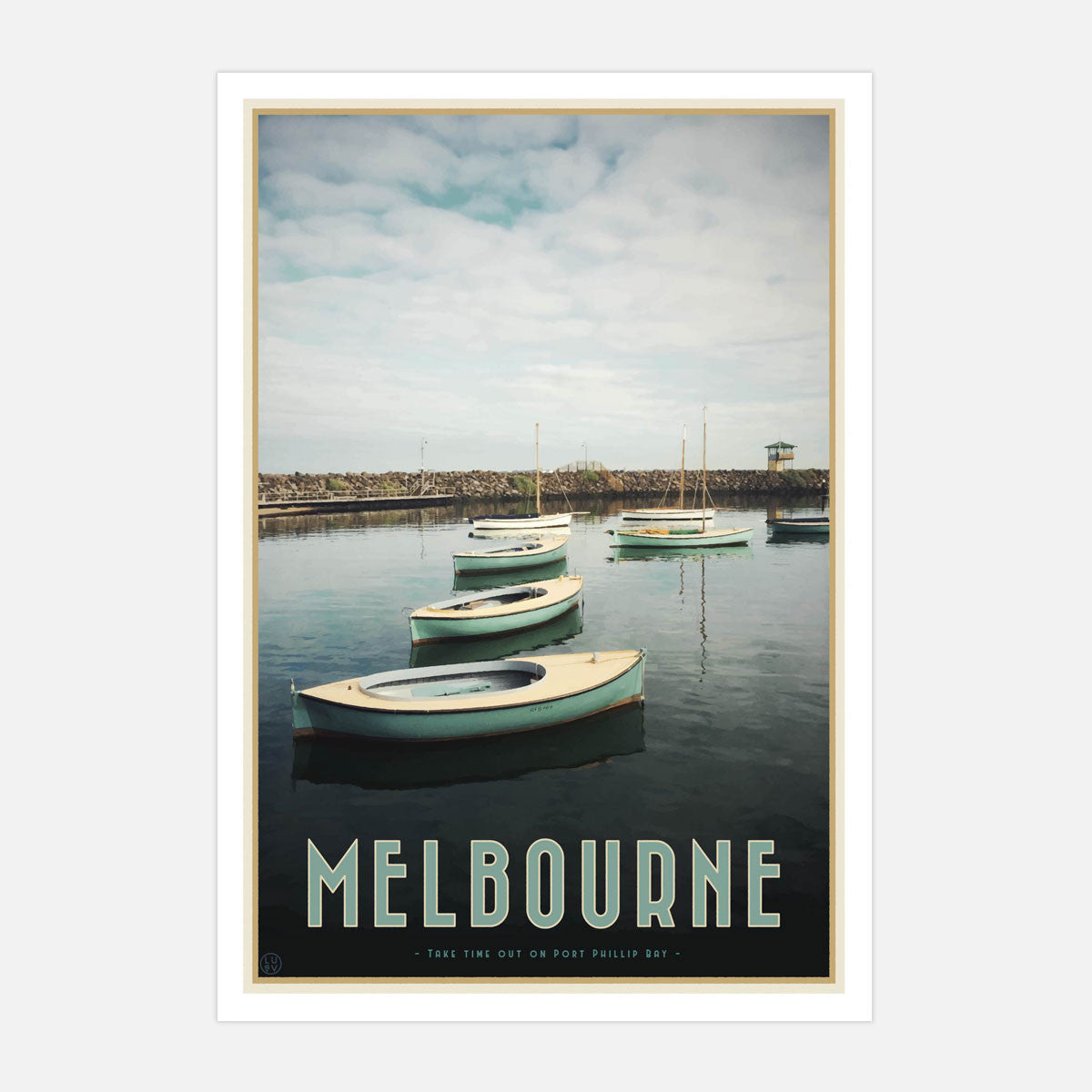 Melbourne St Kilda travel vintage style poster by places we luv