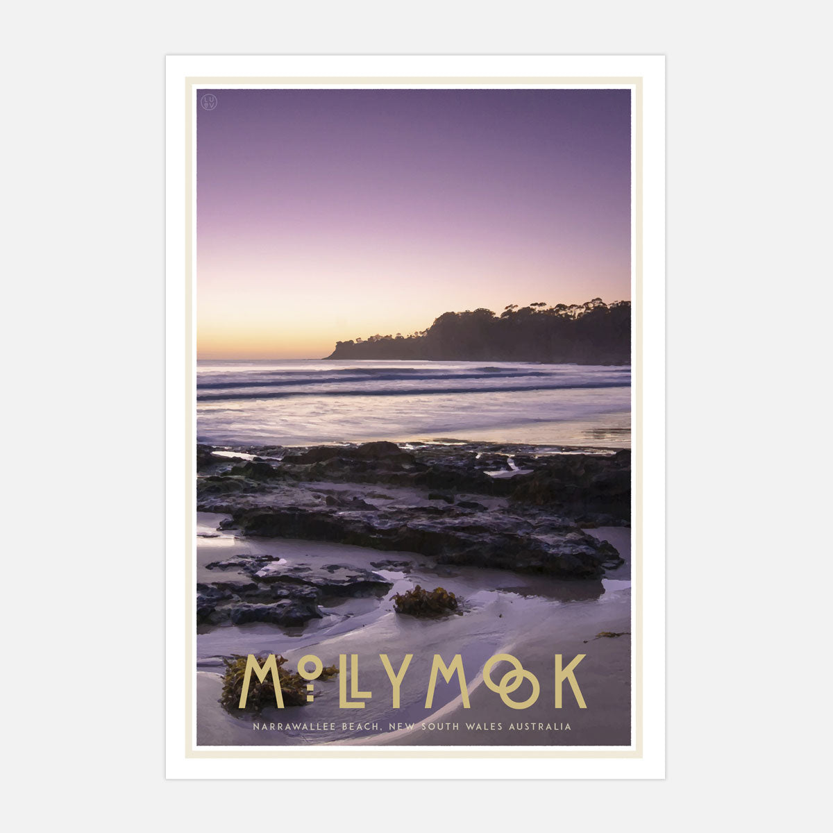 Mollymook print vintage travel poster style. Original design by Places We Luv