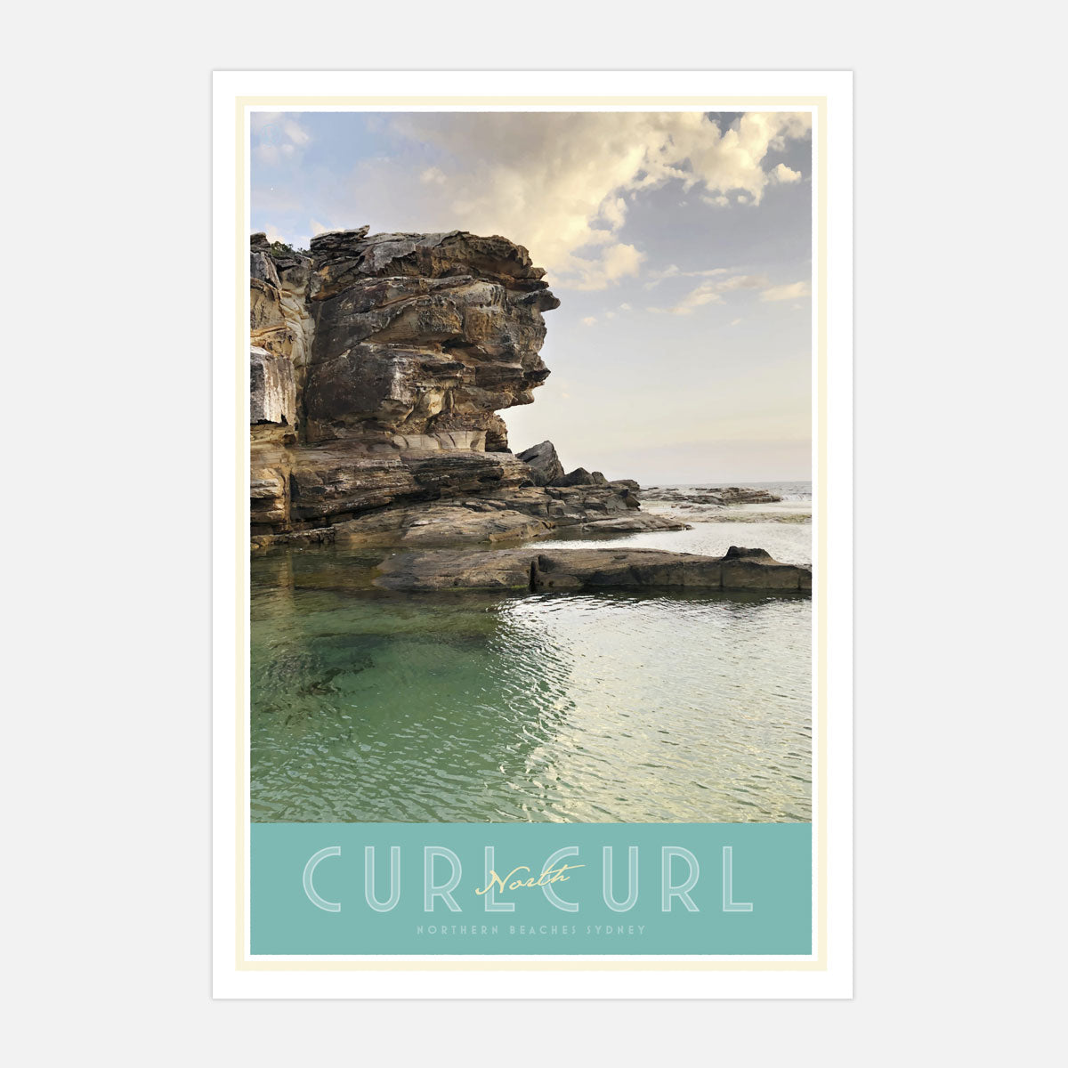 North Curl Curl vintage travel style poster by places we luv