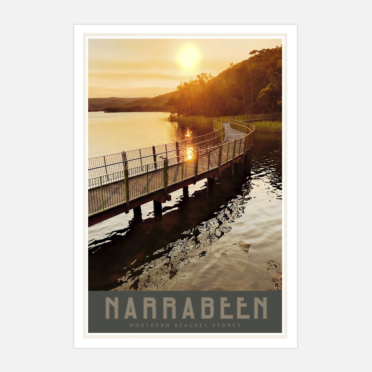 Narrabeen Lake print vintage travel style  by placesweluv