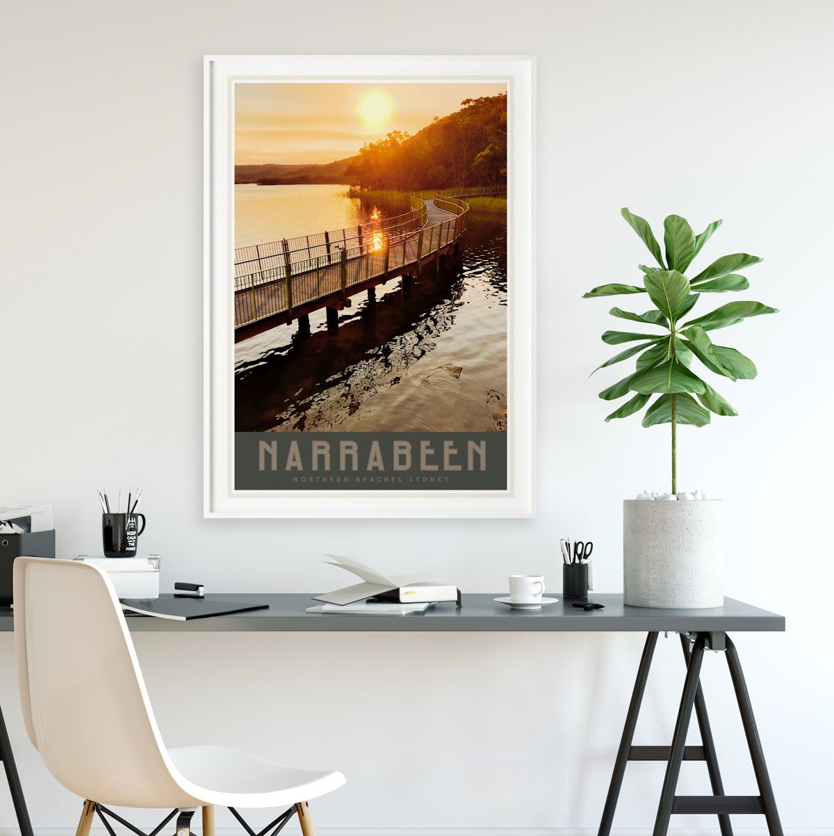Narrabeen Lake poster vintage travel style by placesweluv