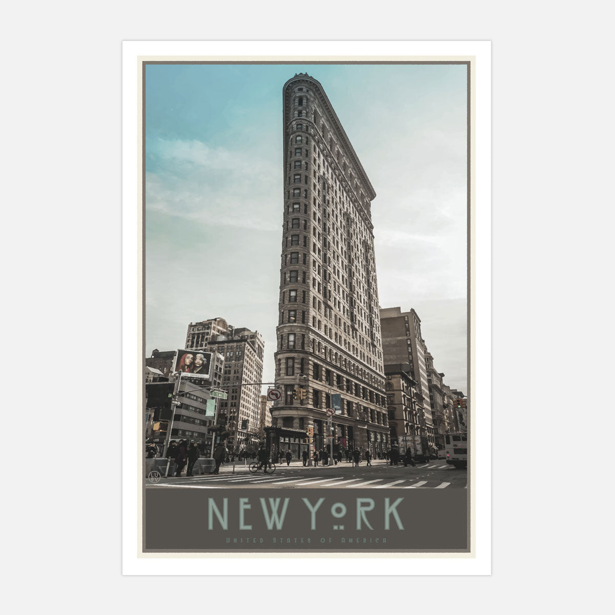 New York Flatiron poster vintage travel style designed by Places We Luv