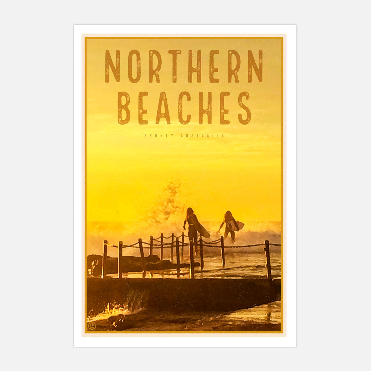Northern Beaches vintage travel style art prints by Places We Luv 