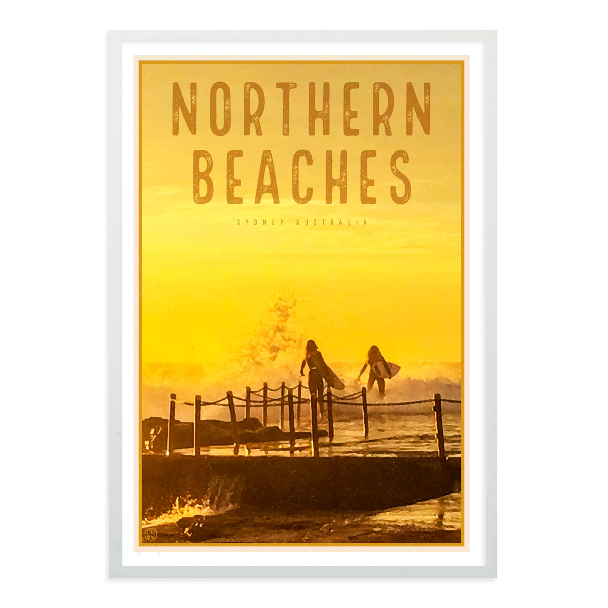 Northern Beaches vintage travel style wall art prints by Places We Luv 