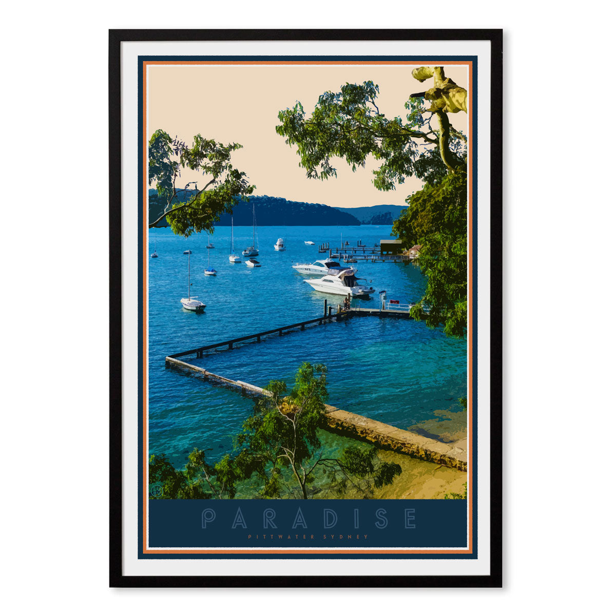 Paradise Beach black framed print by places we luv