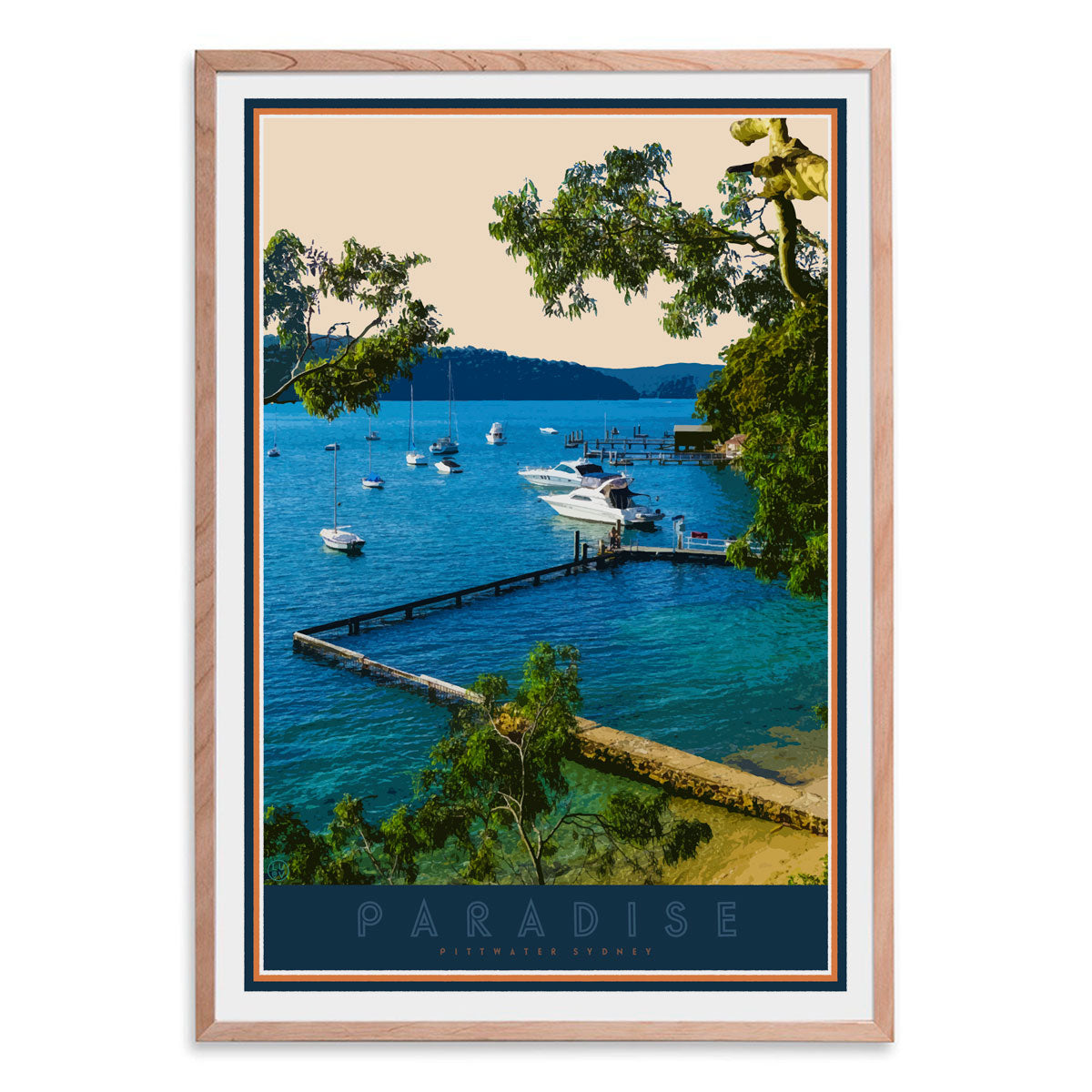 Paradise Beach oak framed print by places we luv