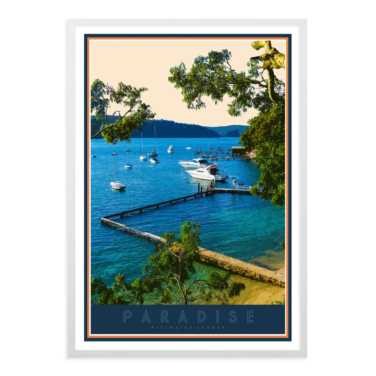 Paradise Beach white framed print by places we luv