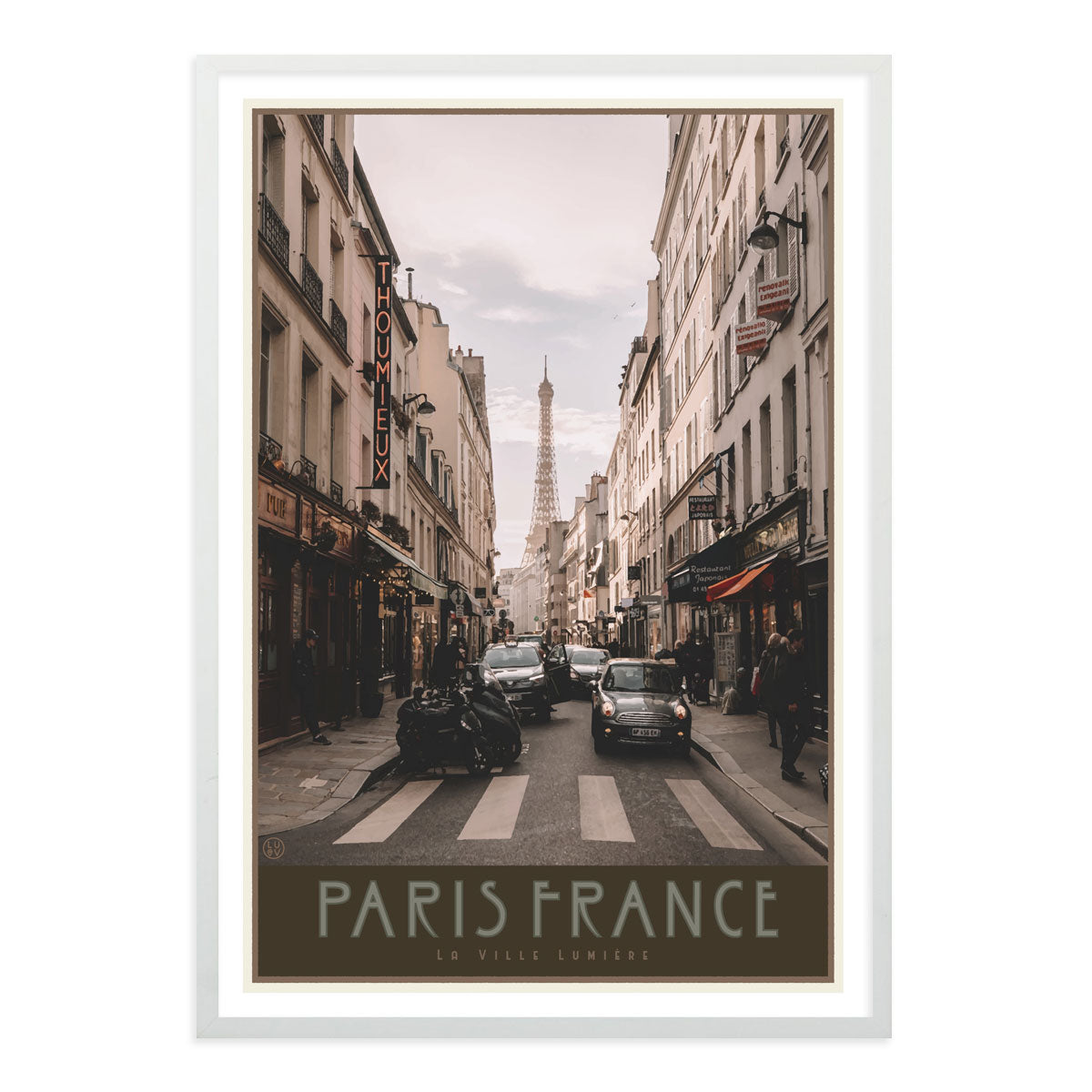 Paris City white framed print vintage travel style by Places We Luv