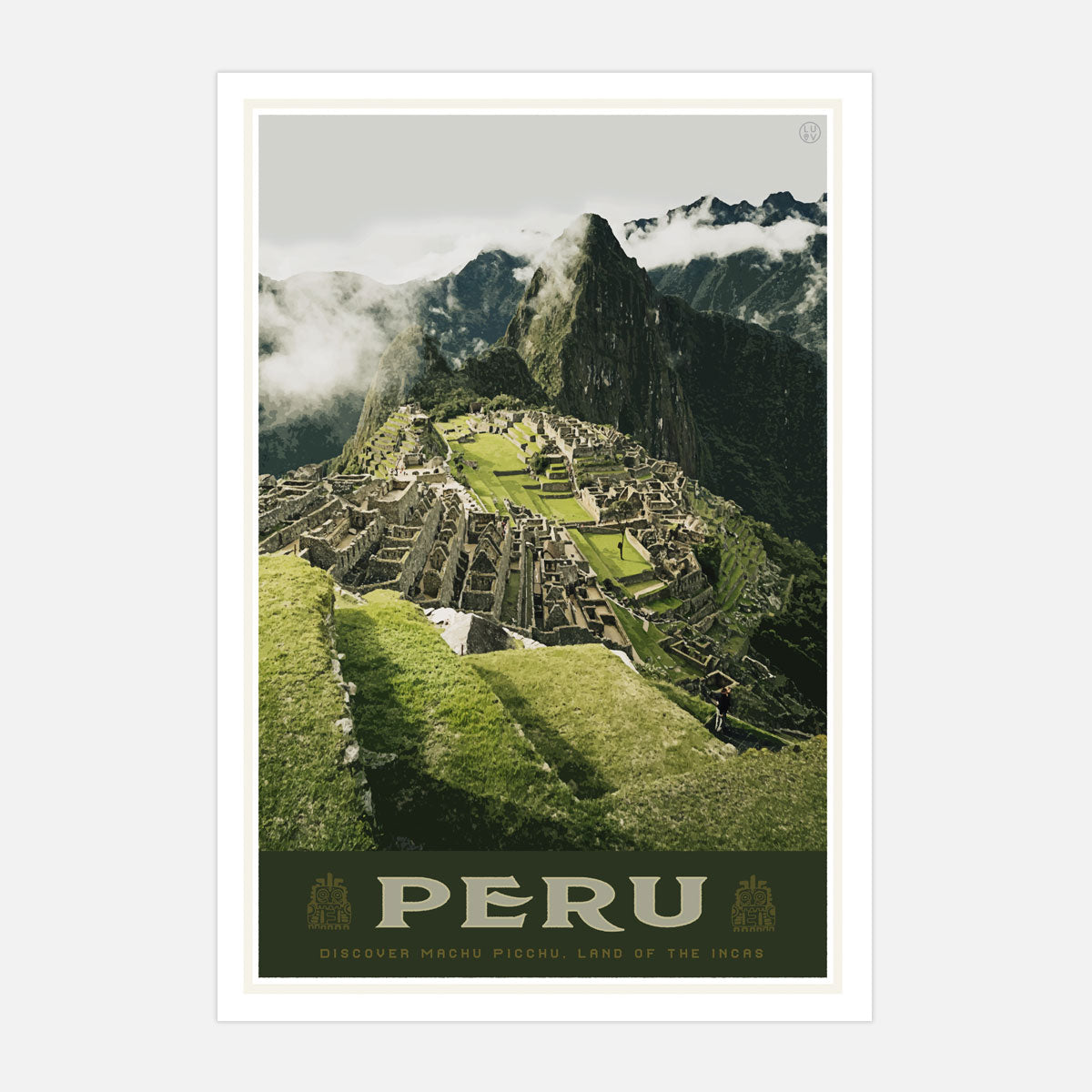 Machu Picchu Peru vintage travel style poster by places we luv