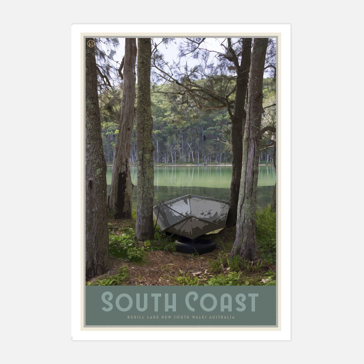 South Coast print and poster, vintage travel style designed by Places We Luv