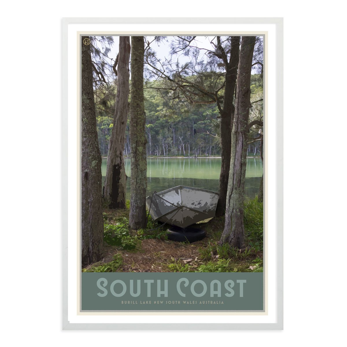 South Coast print and framed poster, vintage travel style designed by Places We Luv