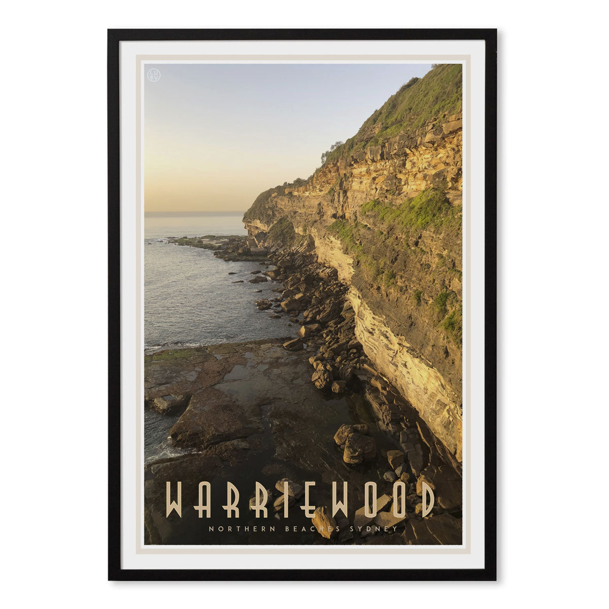 Warriewood vintage travel style framed print designed by places we luv