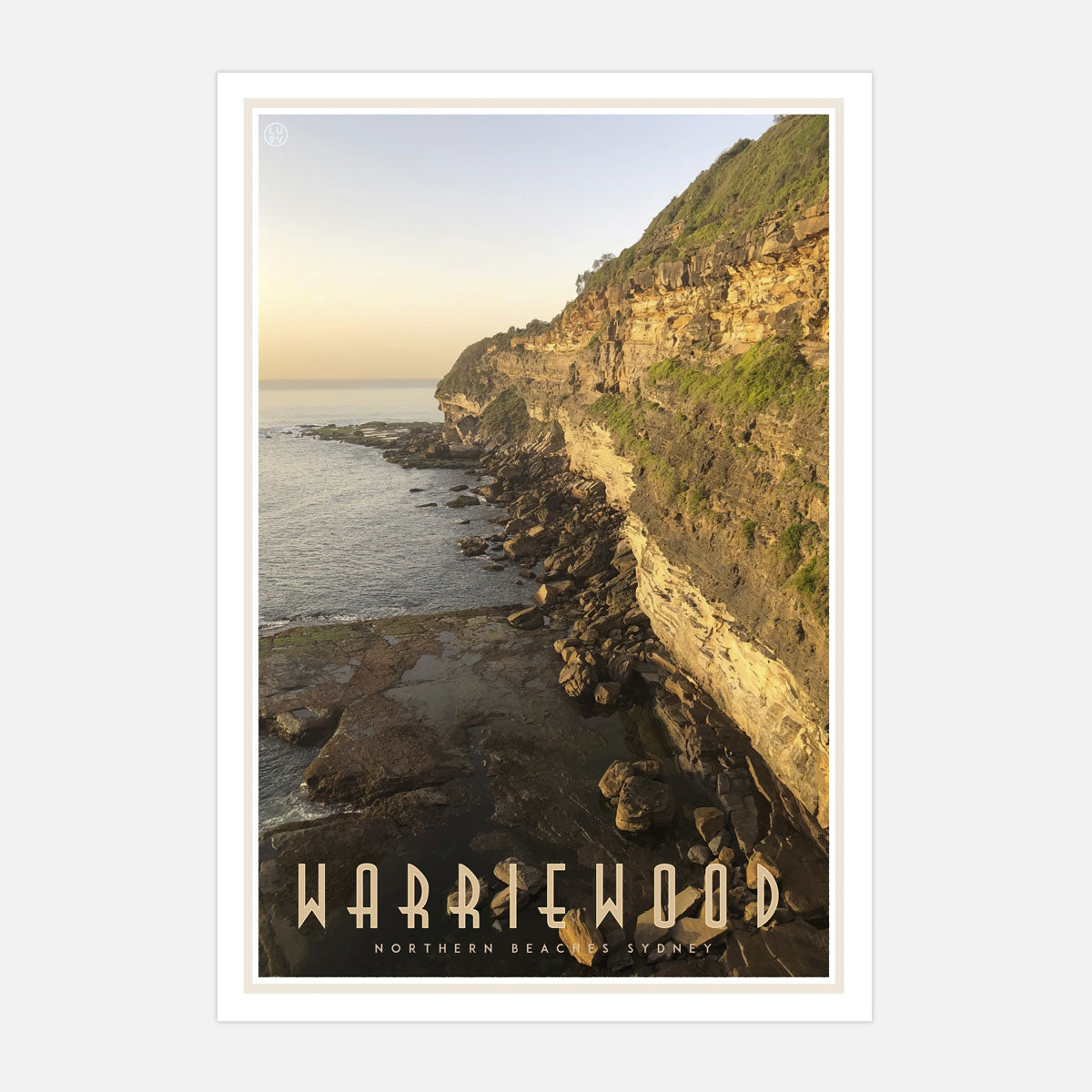 Warriewood vintage travel style print designed by places we luv
