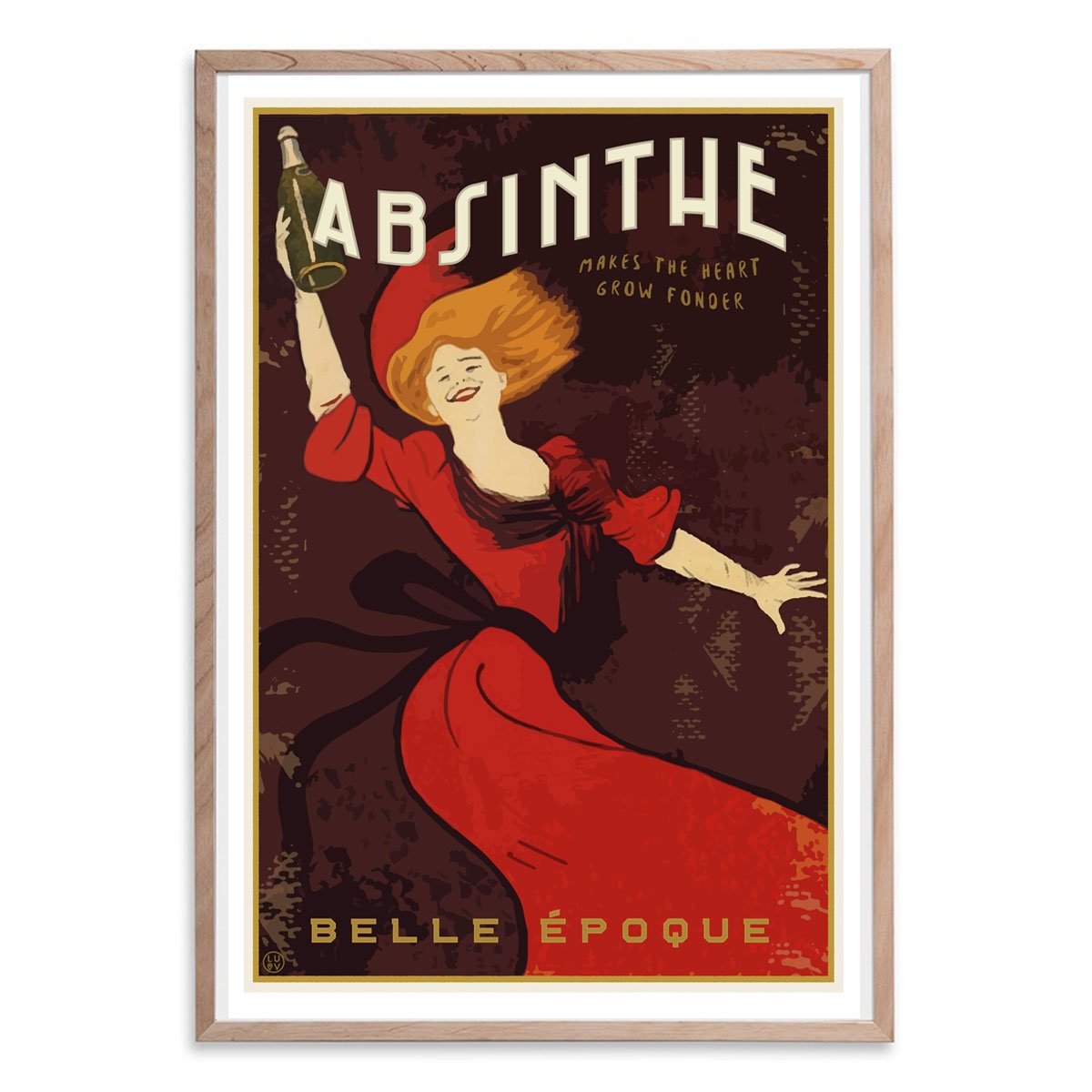 Absinthe belle epoque france oak framed travel print by placesweluv