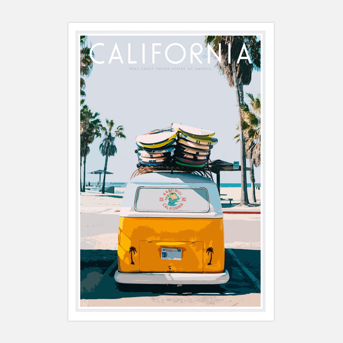 California vintage travel style print by placesweluv