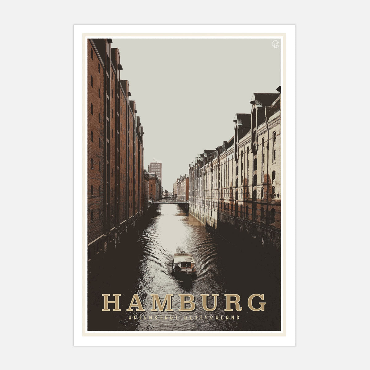 Hamburg vintage travel style poster by places we luv 