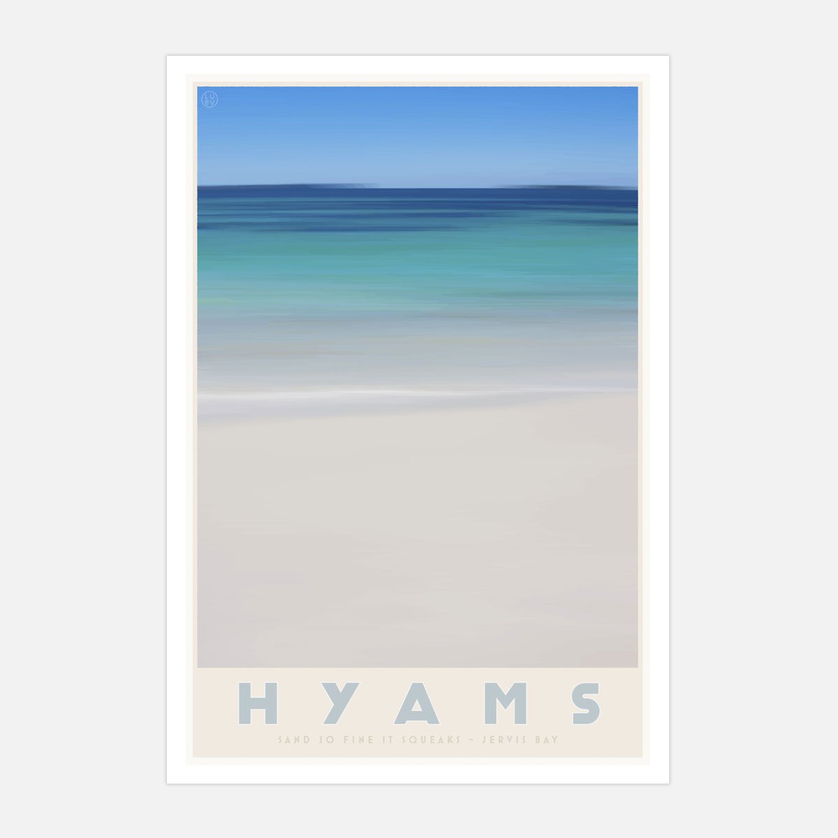 Hyams Beach poster Vintage travel style. original design by places we luv