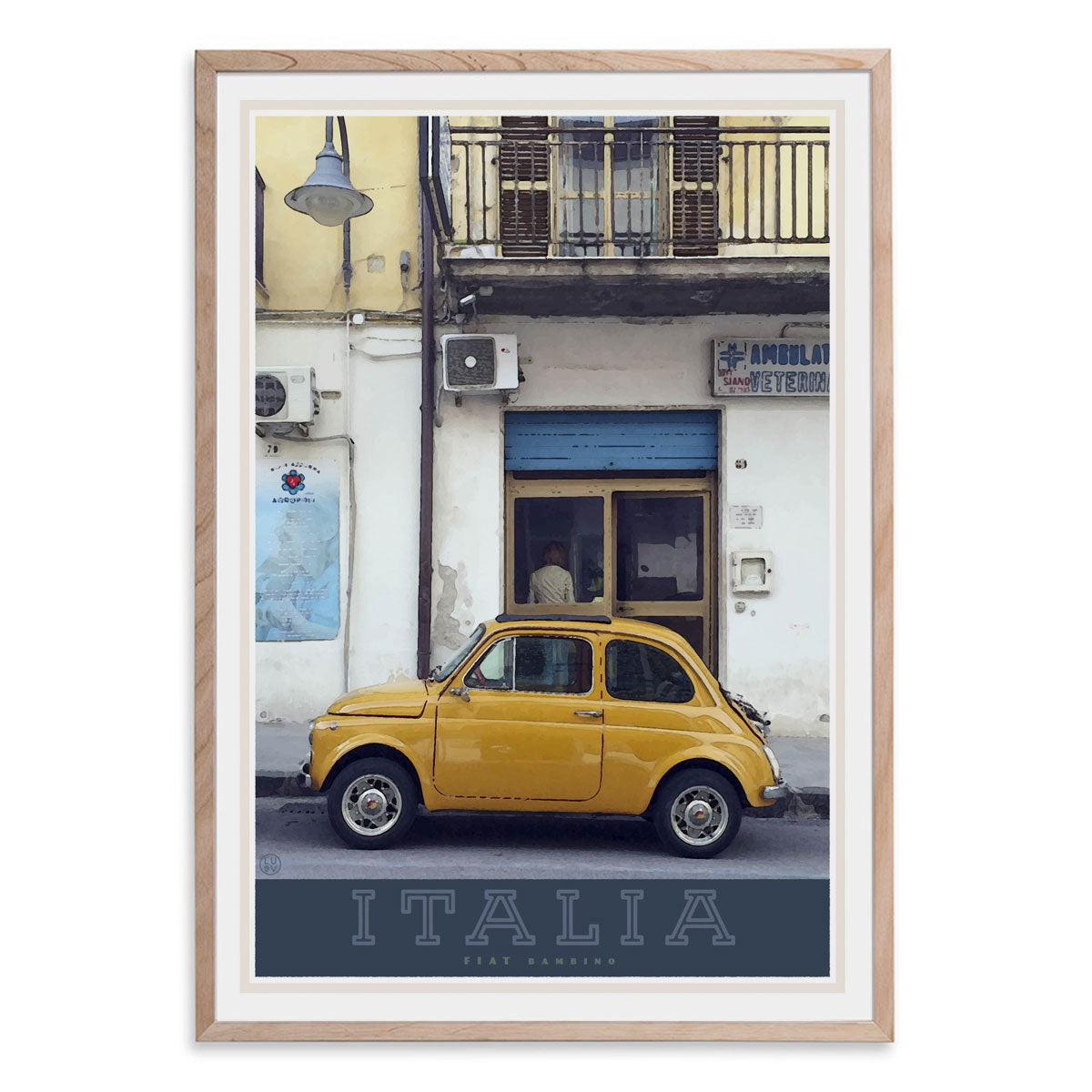 Italian bambino travel style oak framed poster - places we luv