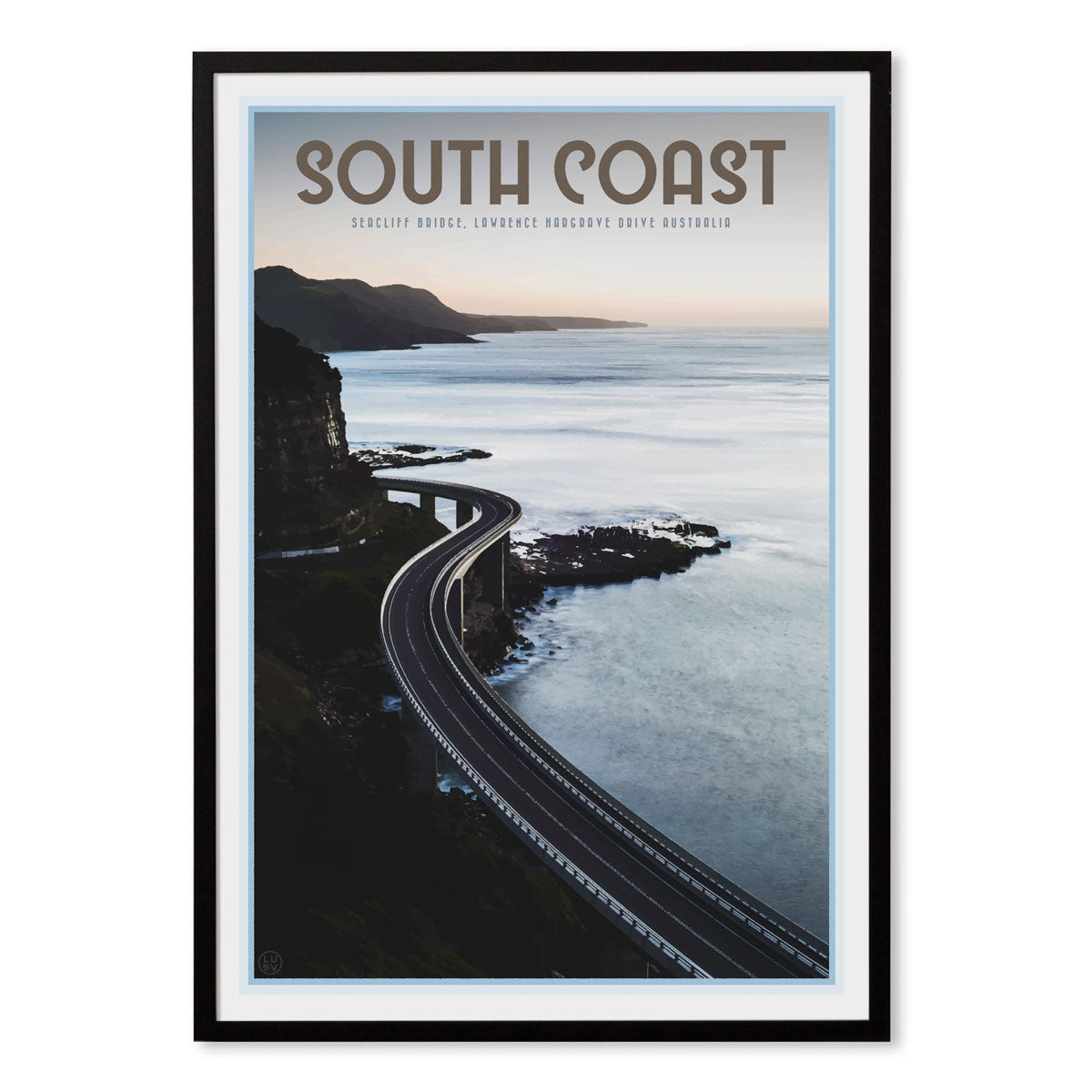South coast seacliff bridge black framed art print by places we luv