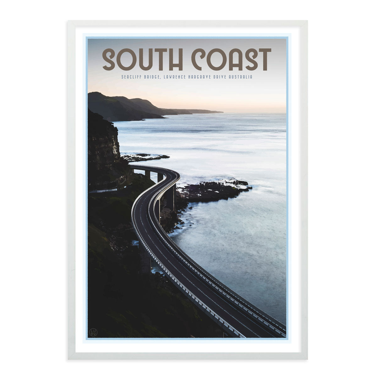 South coast seacliff bridge white framed art print by places we luv