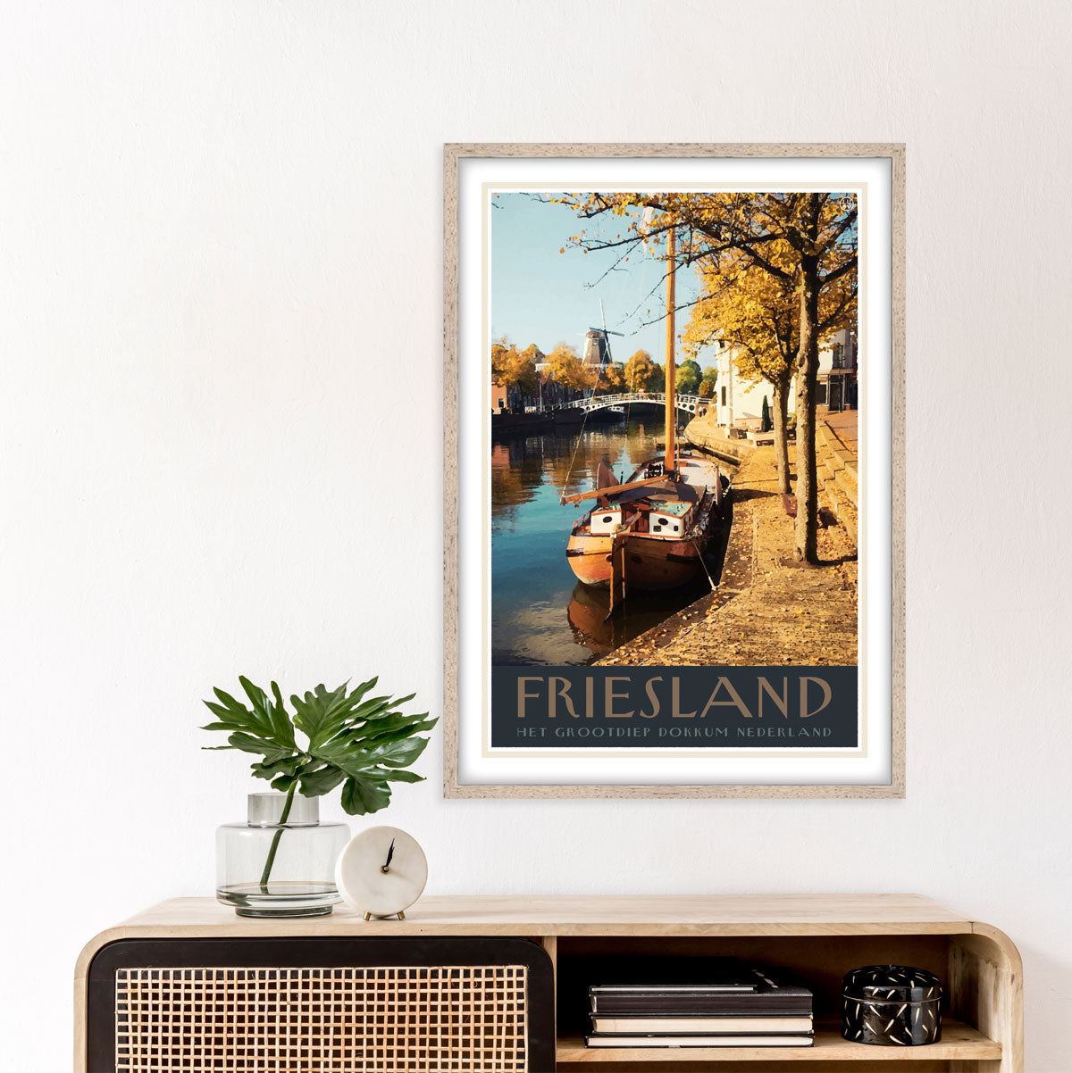 Friesland vintage travel style framed poster by places we luv