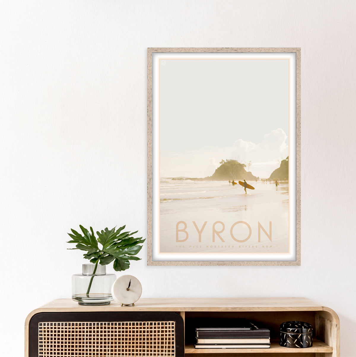 Byron Bay vintage travel framed art print by Places We Luv