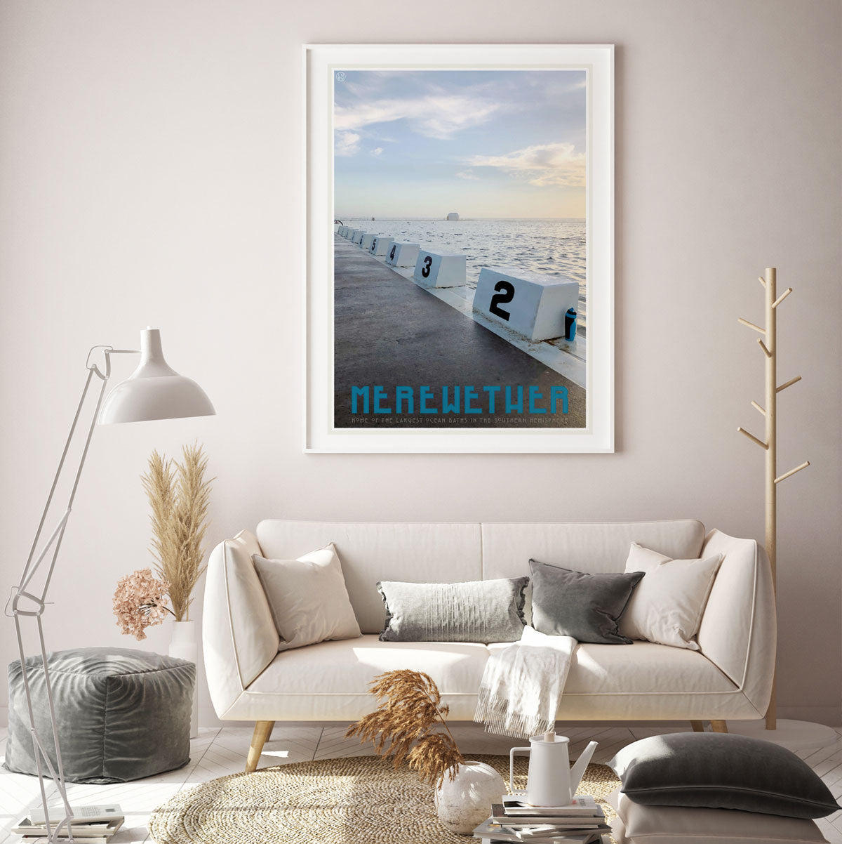 Merewether Pool vintage travel poster by places we luv