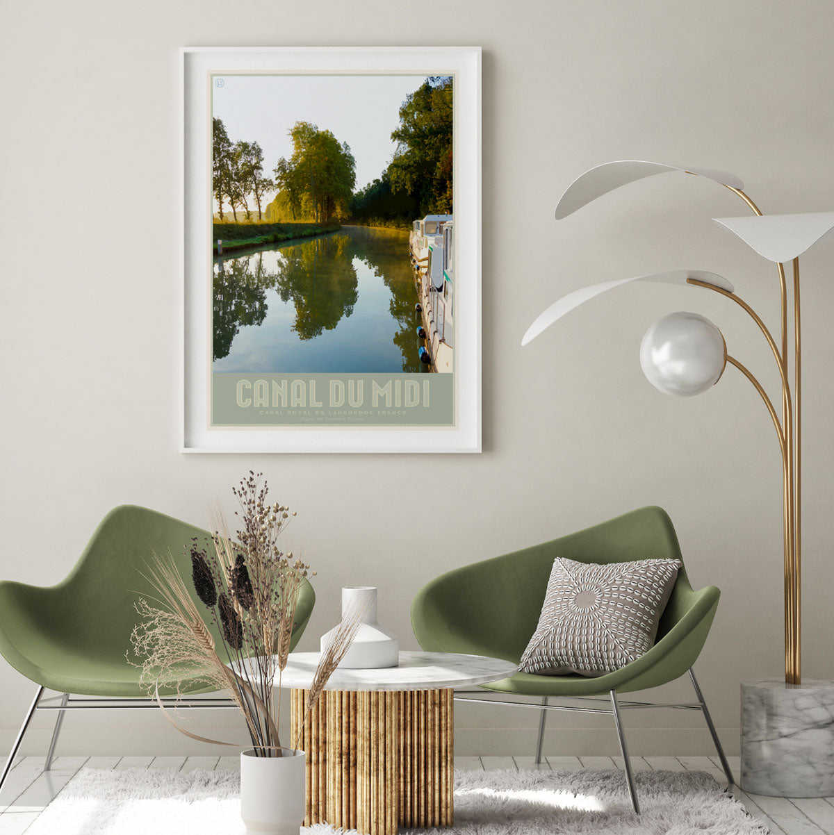 Canal du Midi Vintage Retro travel poster and framed print - designed by Places We Luv