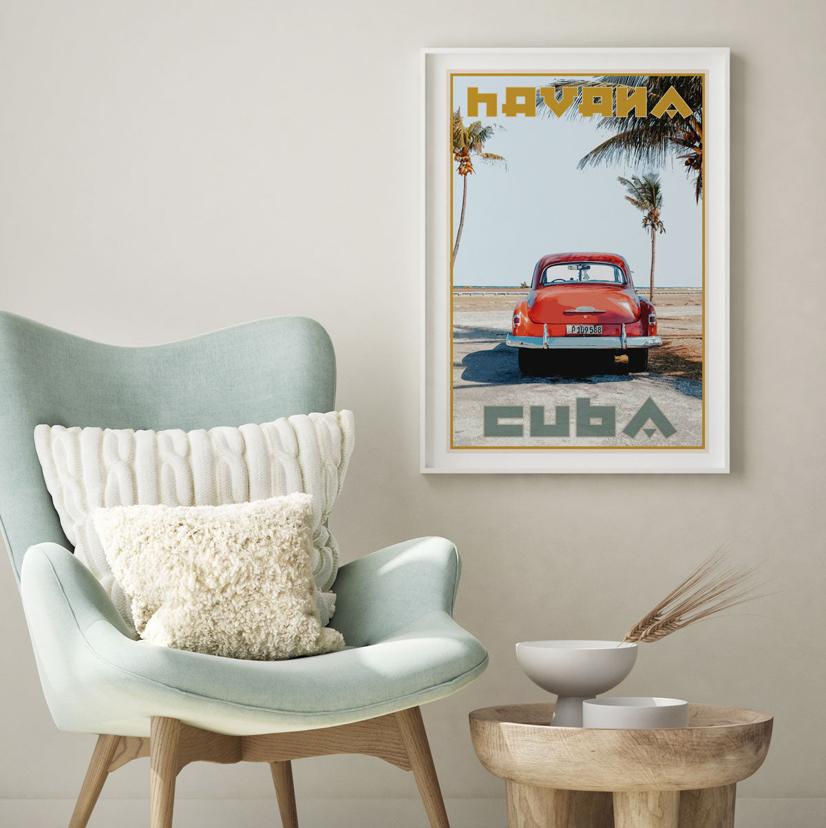 Cuba vintage travel style white framed print by places we luv